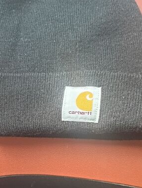 Carhartt Black Knit Beanie with Yellow Logo Patch